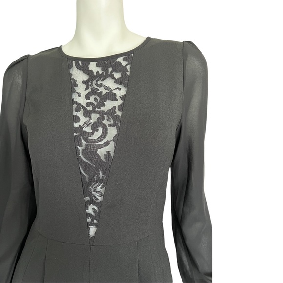 Long Sleeve Black Romper with Lace Insert - Picture 7 of 8